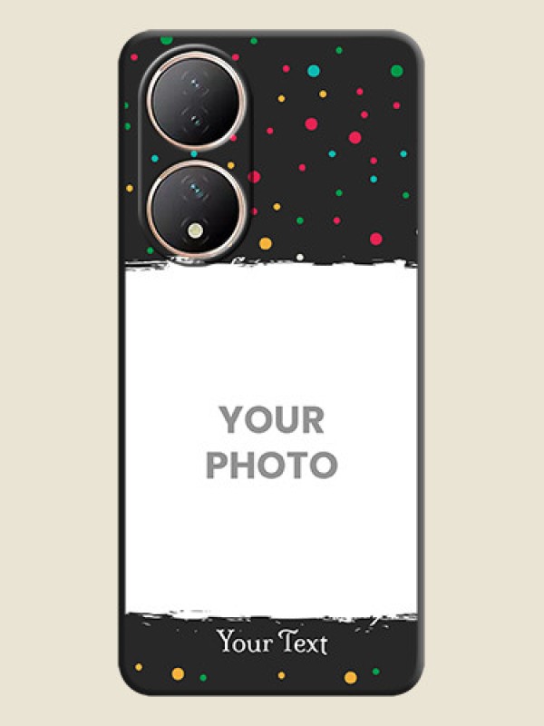 Custom Multicolor Dotted Pattern with Text on Space Black Custom Soft Matte Phone Back Cover - Vivo Y100 - alternate view