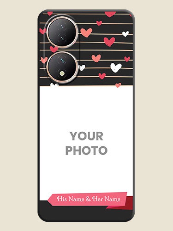 Custom Love Pattern with Name on Pink Ribbon  on Photo on Space Black Soft Matte Back Cover - Vivo Y100A - alternate view