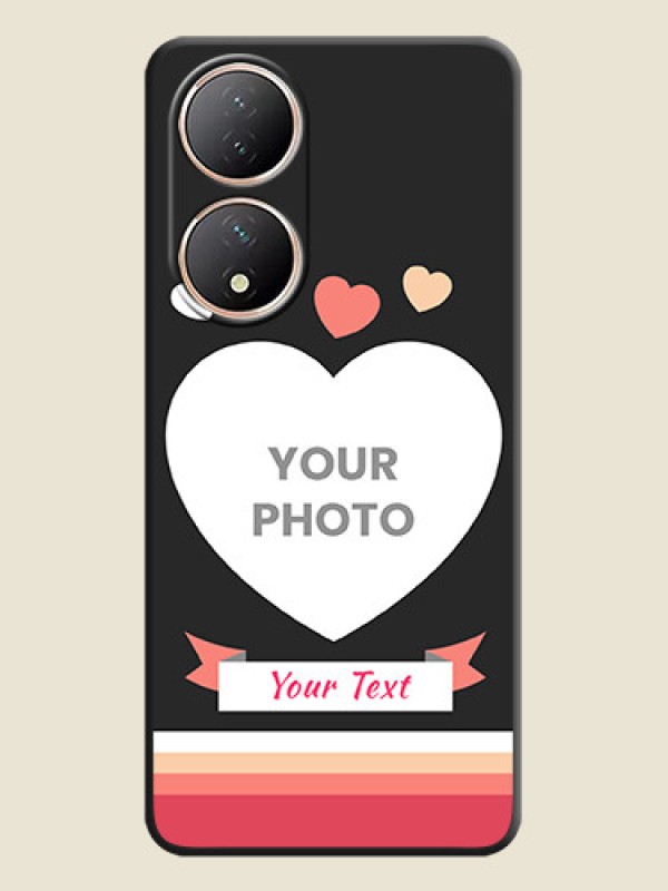 Custom Love Shaped Photo with Colorful Stripes on Personalised Space Black Soft Matte Cases - Vivo Y100A - alternate view