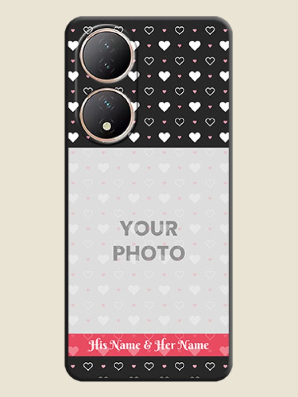 Custom White Color Love Symbols with Text Design on Photo on Space Black Soft Matte Phone Cover - Vivo Y100A - alternate view