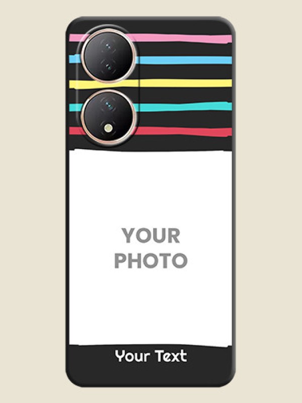 Custom Multicolor Lines with Image on Space Black Personalized Soft Matte Phone Covers - Vivo Y100A - alternate view