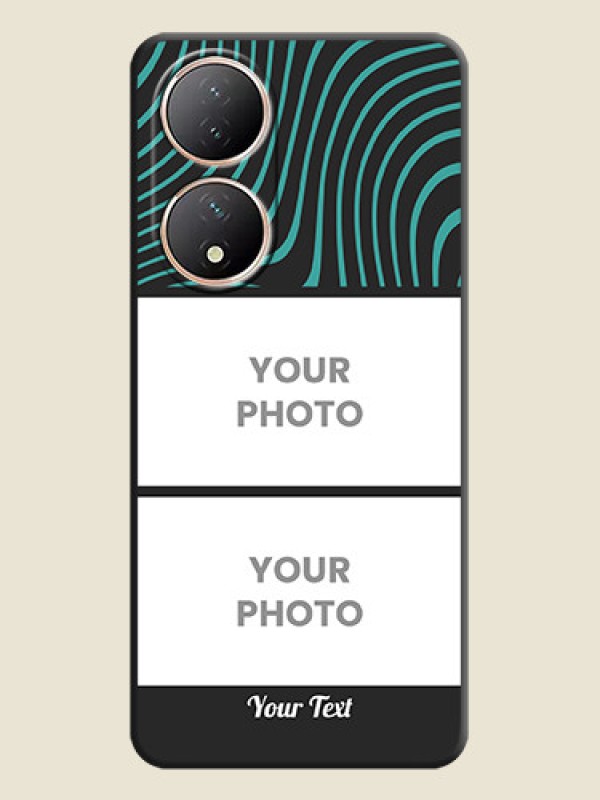 Custom Wave Pattern with 2 Image Holder on Space Black Personalized Soft Matte Phone Covers - Vivo Y100A - alternate view