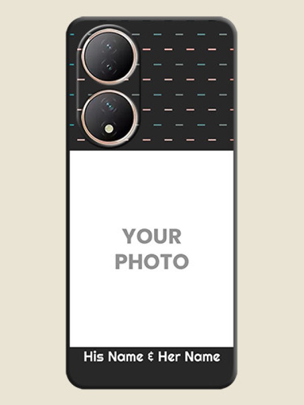 Custom Line Pattern Design with Text on Space Black Custom Soft Matte Phone Back Cover - Vivo Y100A - alternate view