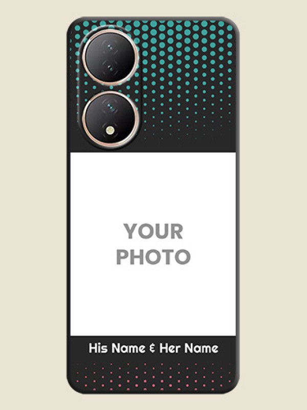 Custom Faded Dots with Grunge Photo Frame and Text on Space Black Custom Soft Matte Phone Cases - Vivo Y100A - alternate view