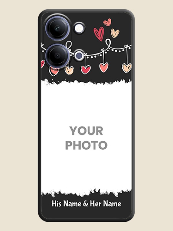 Custom Pink Love Hangings with Name On Space Black Custom Soft Matte Mobile Back Cover - Vivo Y11 5G - alternate view