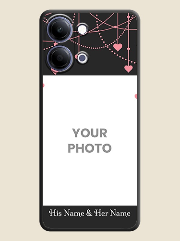 Custom Pink Love Hangings with Text On Space Black Custom Soft Matte Mobile Back Cover - Vivo Y11 5G - alternate view