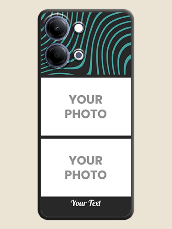 Custom Wave Pattern with 2 Image Holder On Space Black Custom Soft Matte Mobile Back Cover - Vivo Y11 5G - alternate view