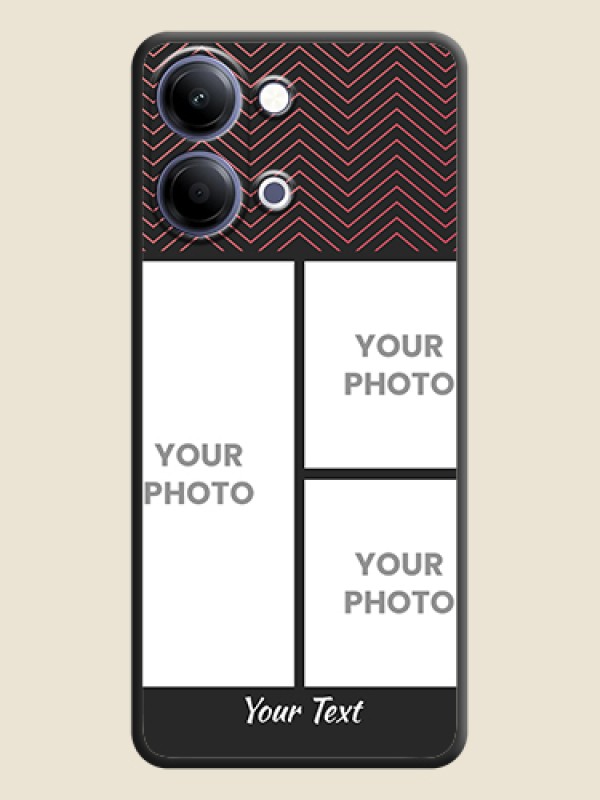Custom Wave Pattern with 3 Image Holder On Space Black Custom Soft Matte Mobile Back Cover - Vivo Y11 5G - alternate view