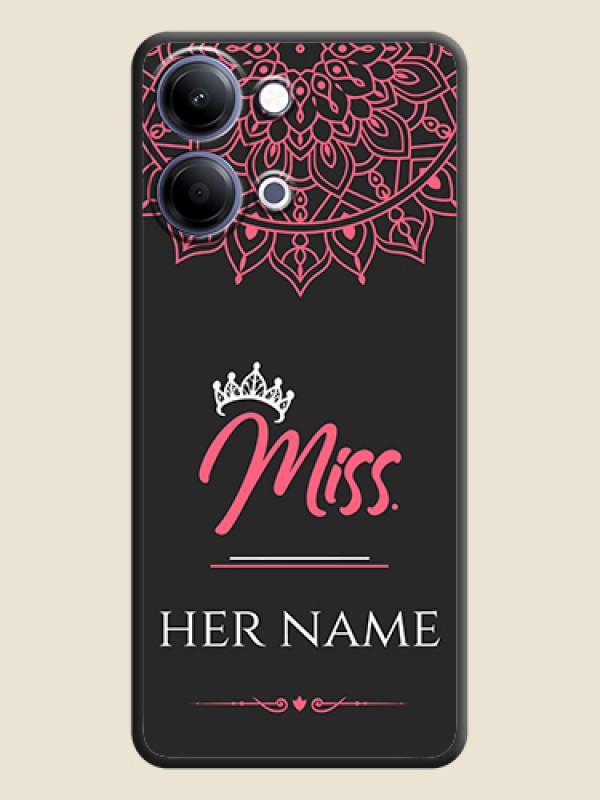 Custom Mrs Name with Floral Design On Space Black Custom Soft Matte Mobile Back Cover - Vivo Y11 5G - alternate view
