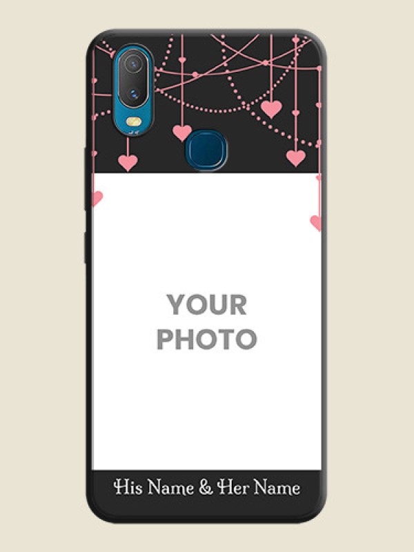 Custom Pink Love Hangings with Text on Space Black Custom Soft Matte Back Cover - Vivo Y11 - alternate view