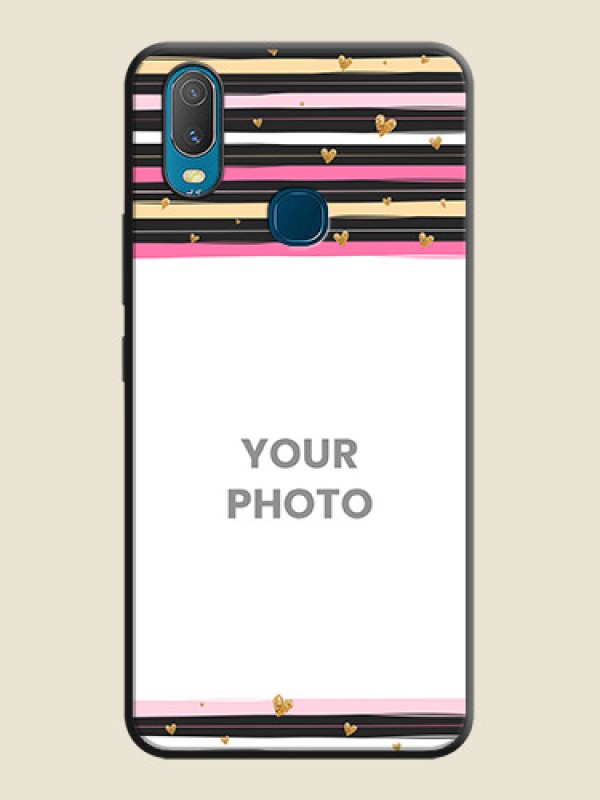 Custom Multicolor Lines and Golden Love Symbols Design - Photo on Space Black Soft Matte Mobile Cover - Vivo Y11 - alternate view