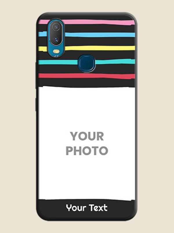 Custom Multicolor Lines with Image on Space Black Personalized Soft Matte Phone Covers - Vivo Y11 - alternate view
