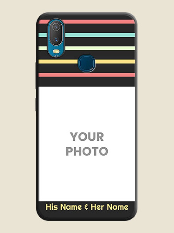 Custom Color Stripes with Photo and Text - Photo on Space Black Soft Matte Mobile Case - Vivo Y11 - alternate view