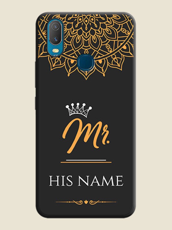 Custom Mr Name with Floral Design  on Personalised Space Black Soft Matte Cases - Vivo Y11 - alternate view
