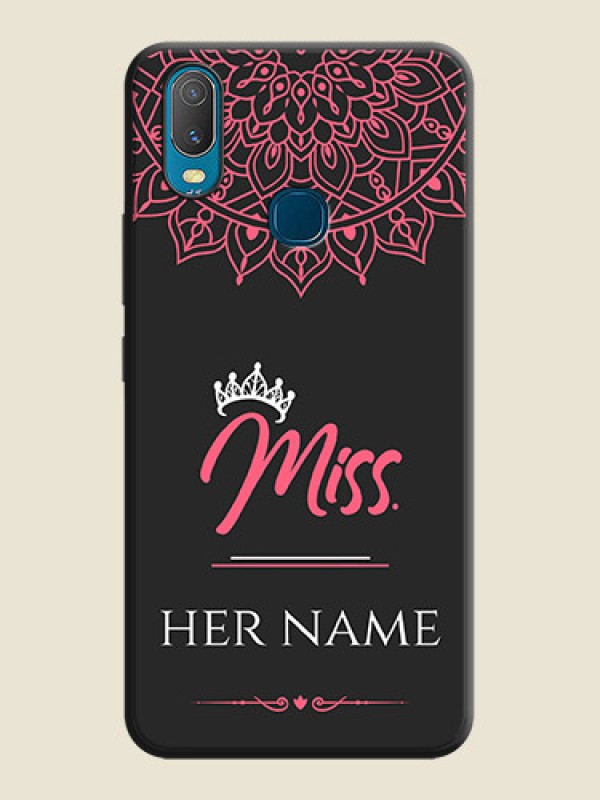 Custom Mrs Name with Floral Design on Space Black Personalized Soft Matte Phone Covers - Vivo Y11 - alternate view