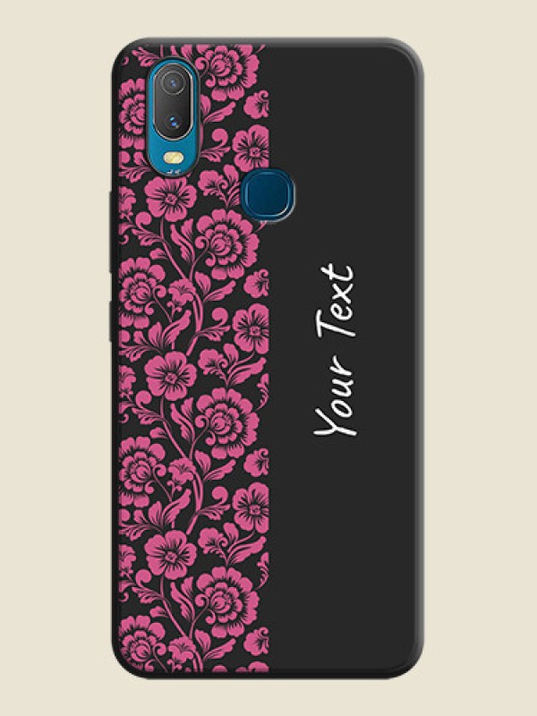 Custom Pink Floral Pattern Design With Custom Text On Space Black Personalized Soft Matte Phone Covers -Vivo Y11 - alternate view