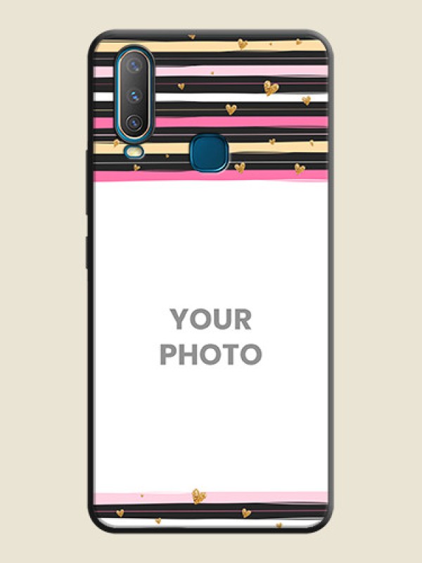 Custom Multicolor Lines and Golden Love Symbols Design - Photo on Space Black Soft Matte Mobile Cover - Vivo Y12 - alternate view