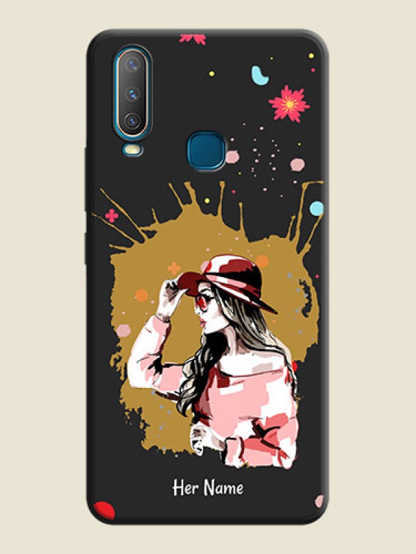 Custom Mordern Lady With Color Splash Background With Custom Text On Space Black Personalized Soft Matte Phone Covers -Vivo Y12 - alternate view