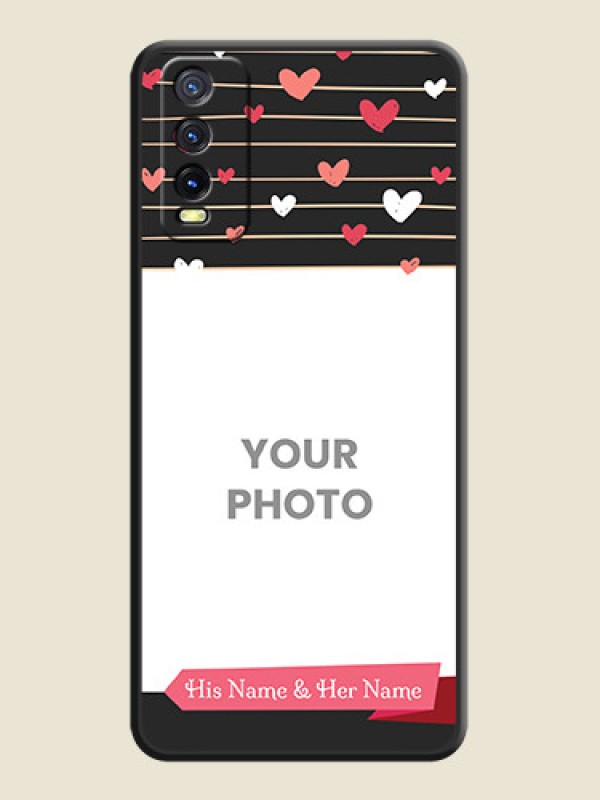 Custom Love Pattern with Name on Pink Ribbon  on Photo on Space Black Soft Matte Back Cover - Vivo Y12G - alternate view