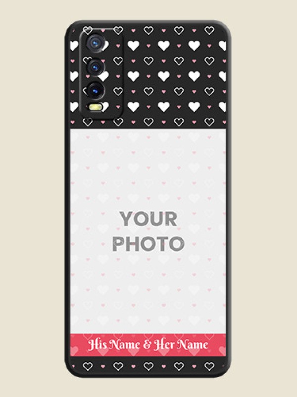 Custom White Color Love Symbols with Text Design on Photo on Space Black Soft Matte Phone Cover - Vivo Y12G - alternate view