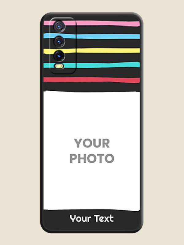 Custom Multicolor Lines with Image on Space Black Personalized Soft Matte Phone Covers - Vivo Y12G - alternate view