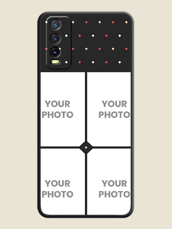 Custom Multicolor Dotted Pattern with 4 Image Holder on Space Black Custom Soft Matte Phone Cases - Vivo Y12G - alternate view