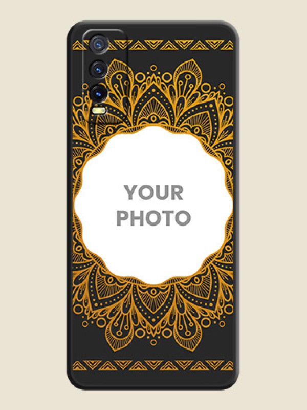 Custom Round Image with Floral Design on Photo on Space Black Soft Matte Mobile Cover - Vivo Y12G - alternate view