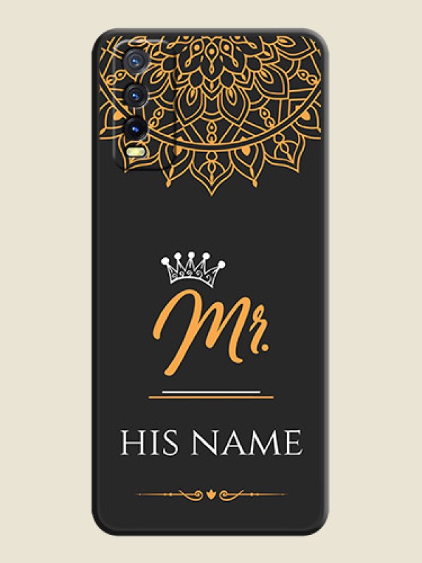 Custom Mr Name with Floral Design  on Personalised Space Black Soft Matte Cases - Vivo Y12G - alternate view
