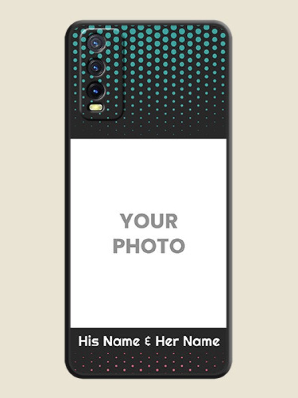 Custom Faded Dots with Grunge Photo Frame and Text on Space Black Custom Soft Matte Phone Cases - Vivo Y12G - alternate view