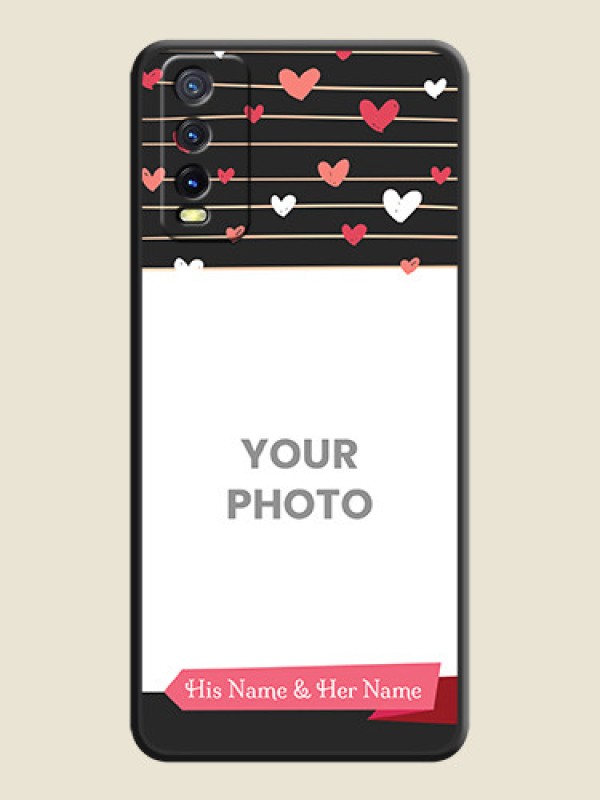 Custom Love Pattern with Name on Pink Ribbon  on Photo on Space Black Soft Matte Back Cover - Vivo Y12s - alternate view