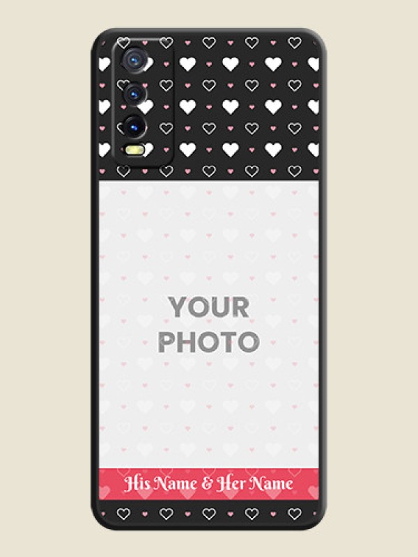 Custom White Color Love Symbols with Text Design on Photo on Space Black Soft Matte Phone Cover - Vivo Y12s - alternate view