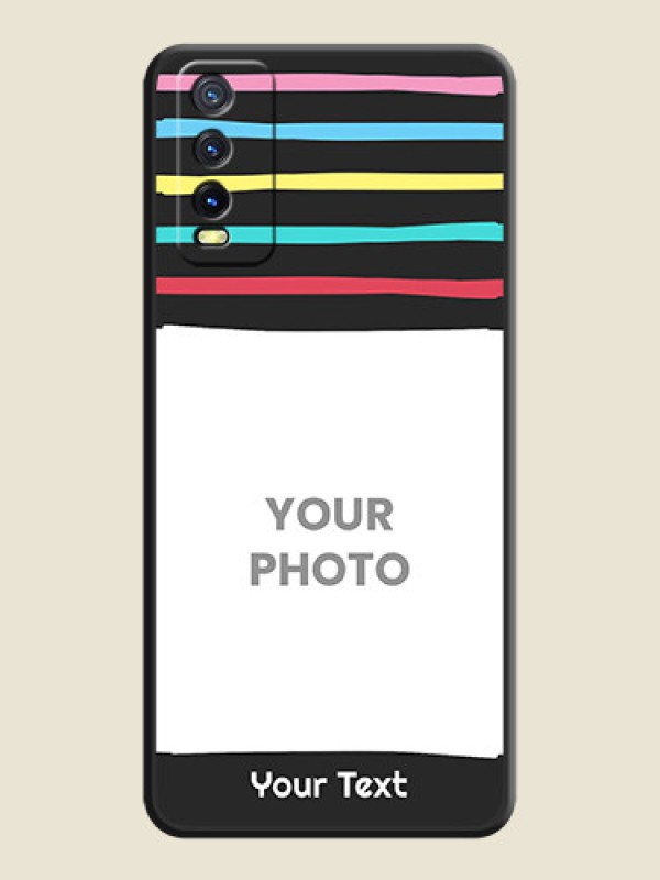 Custom Multicolor Lines with Image on Space Black Personalized Soft Matte Phone Covers - Vivo Y12s - alternate view