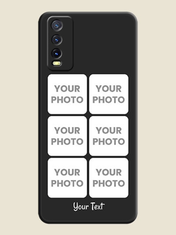 Custom Floral Art with 6 Image Holder on Photo on Space Black Soft Matte Mobile Case - Vivo Y12s - alternate view