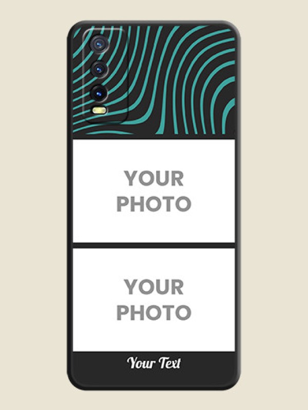 Custom Wave Pattern with 2 Image Holder on Space Black Personalized Soft Matte Phone Covers - Vivo Y12s - alternate view