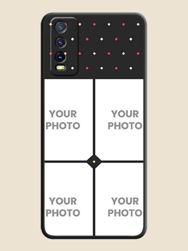 Custom Multicolor Dotted Pattern with 4 Image Holder on Space Black Custom Soft Matte Phone Cases - Vivo Y12s - alternate view