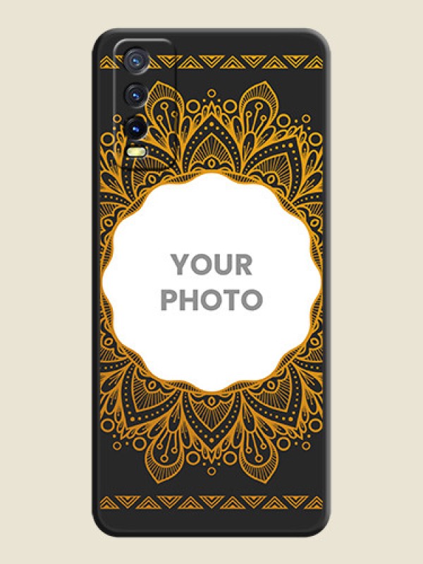 Custom Round Image with Floral Design on Photo on Space Black Soft Matte Mobile Cover - Vivo Y12s - alternate view