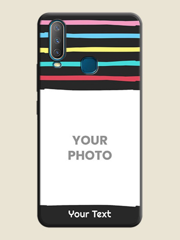 Custom Multicolor Lines with Image on Space Black Personalized Soft Matte Phone Covers - Vivo Y15 - alternate view