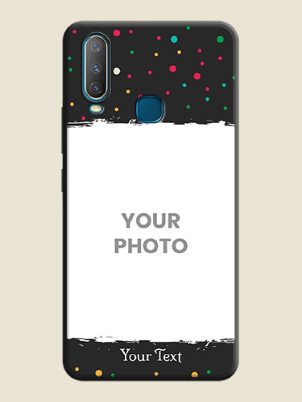 Custom Multicolor Dotted Pattern with Text on Space Black Custom Soft Matte Phone Back Cover - Vivo Y15 - alternate view