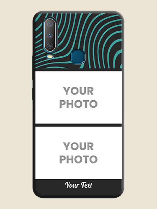 Custom Wave Pattern with 2 Image Holder on Space Black Personalized Soft Matte Phone Covers - Vivo Y15 - alternate view