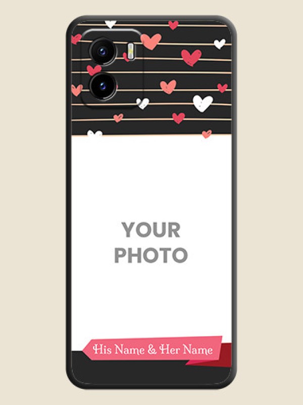 Custom Love Pattern with Name on Pink Ribbon  on Photo on Space Black Soft Matte Back Cover - Vivo Y15c - alternate view