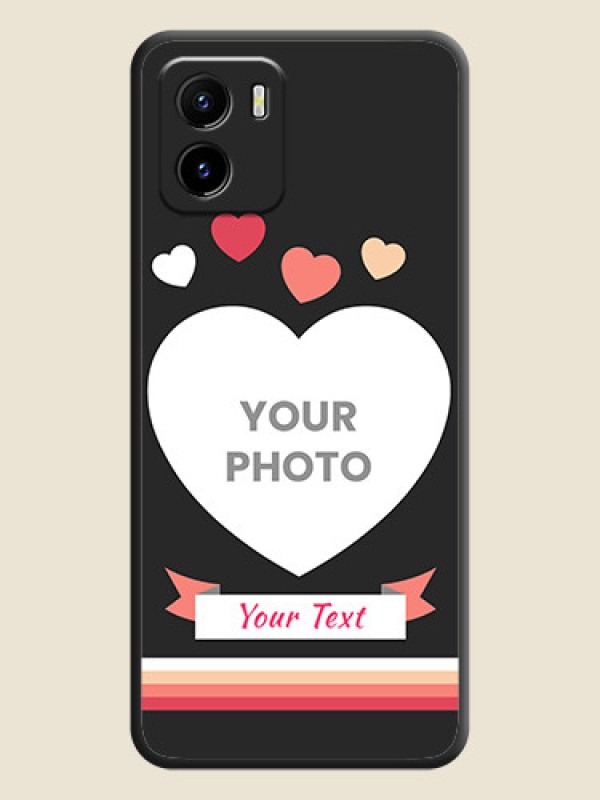 Custom Love Shaped Photo with Colorful Stripes on Personalised Space Black Soft Matte Cases - Vivo Y15c - alternate view