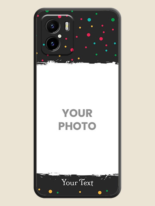Custom Multicolor Dotted Pattern with Text on Space Black Custom Soft Matte Phone Back Cover - Vivo Y15c - alternate view