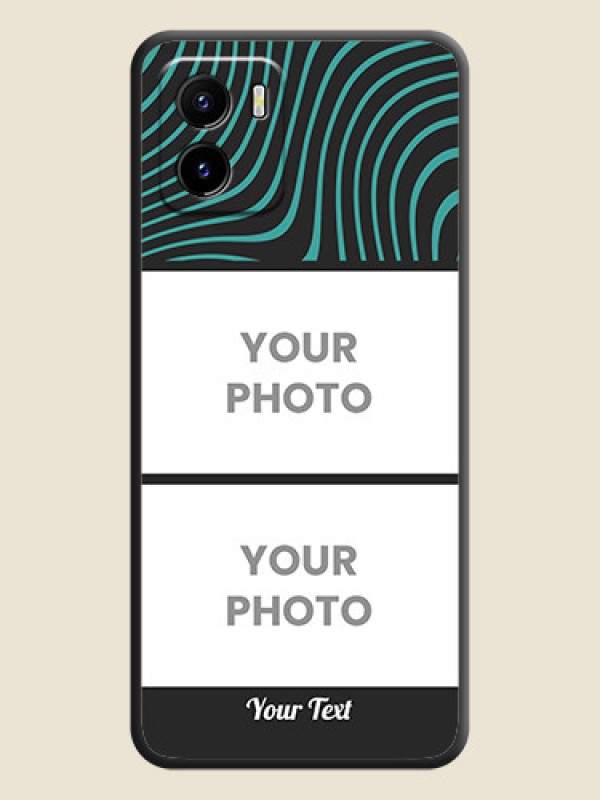 Custom Wave Pattern with 2 Image Holder on Space Black Personalized Soft Matte Phone Covers - Vivo Y15c - alternate view