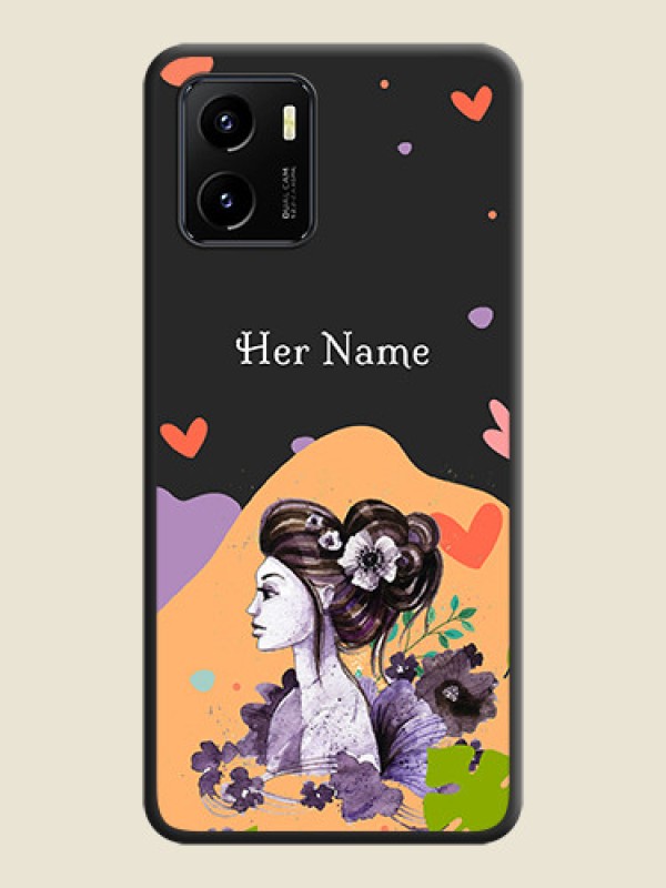 Custom Namecase For Her With Fancy Lady Image On Space Black Personalized Soft Matte Phone Covers -Vivo Y15C - alternate view