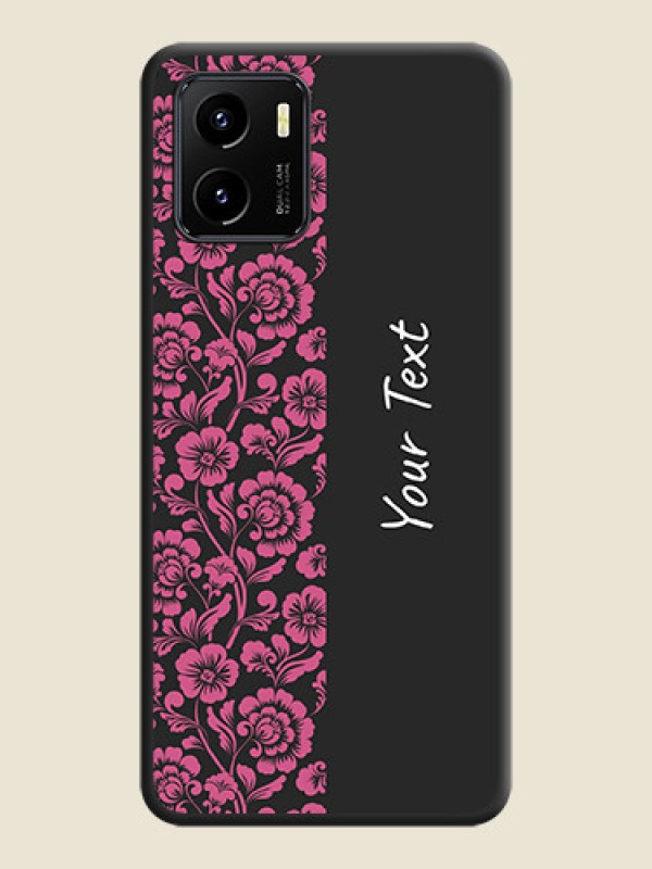 Custom Pink Floral Pattern Design With Custom Text On Space Black Personalized Soft Matte Phone Covers -Vivo Y15C - alternate view