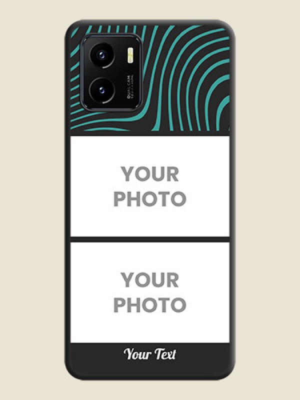 Custom Wave Pattern with 2 Image Holder on Space Black Personalized Soft Matte Phone Covers - Vivo Y15s - alternate view