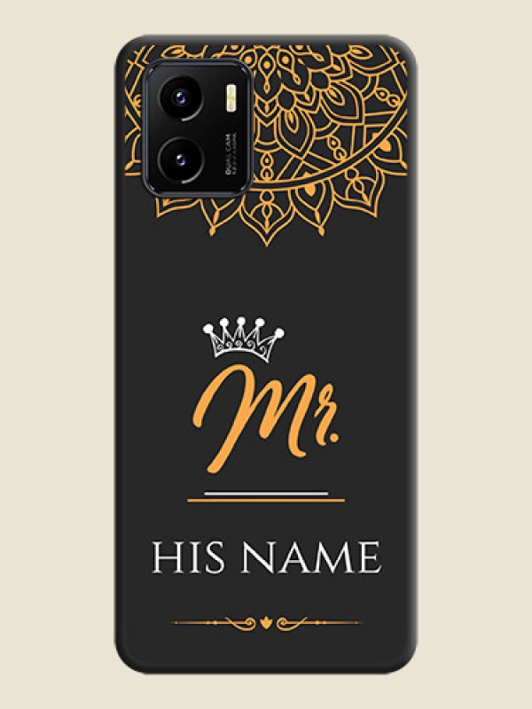 Custom Mr Name with Floral Design  on Personalised Space Black Soft Matte Cases - Vivo Y15s - alternate view