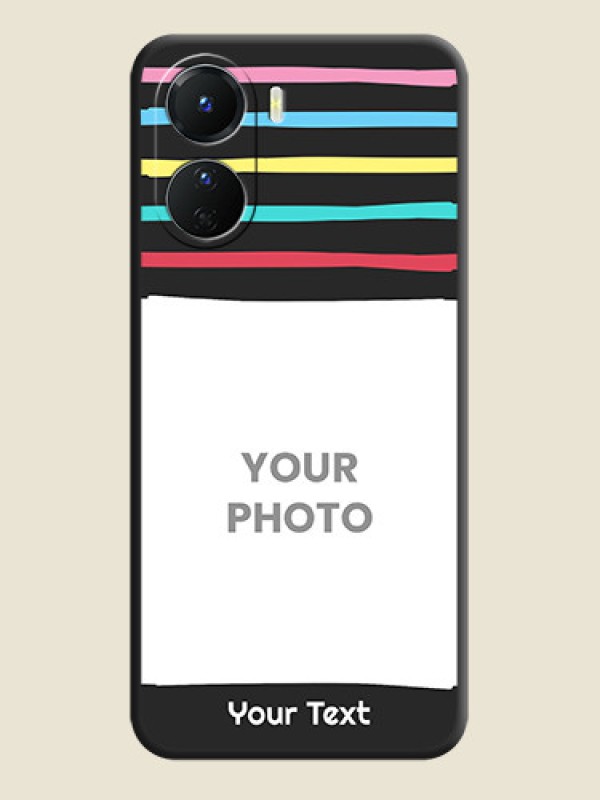 Custom Multicolor Lines with Image on Space Black Personalized Soft Matte Phone Covers - Vivo Y16 - alternate view