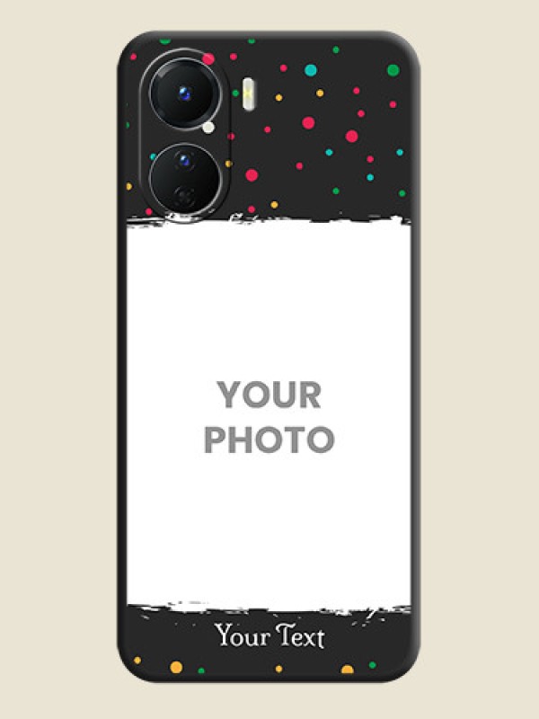 Custom Multicolor Dotted Pattern with Text on Space Black Custom Soft Matte Phone Back Cover - Vivo Y16 - alternate view