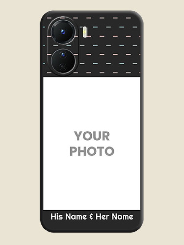 Custom Line Pattern Design with Text on Space Black Custom Soft Matte Phone Back Cover - Vivo Y16 - alternate view